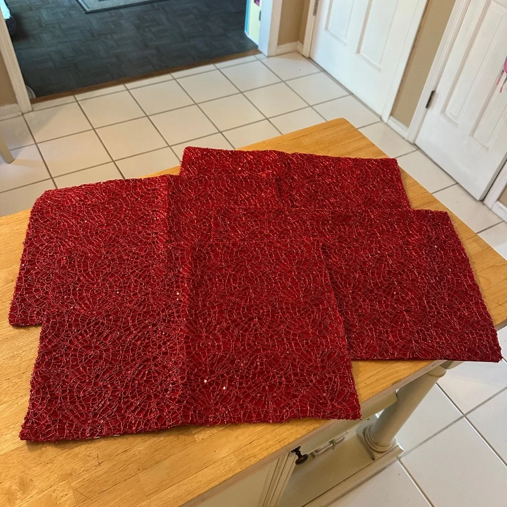 Elegant Red Placemats Set